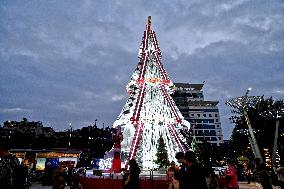 Christmas Tree Built With Cans