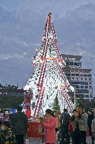 Christmas Tree Built With Cans