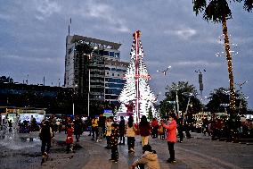 Christmas Tree Built With Cans