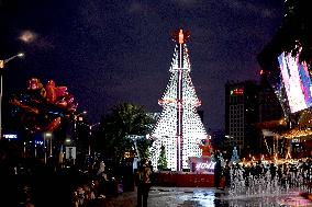 Christmas Tree Built With Cans