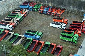 Aerial Dongfeng Commercial Vehicle Parking Lot