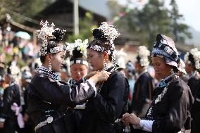 Intangible cultural heritage show on Miao Eating New Festival