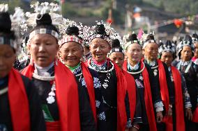 Intangible cultural heritage show on Miao Eating New Festival