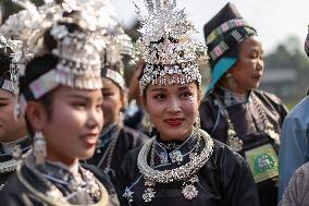 Intangible cultural heritage show on Miao Eating New Festival