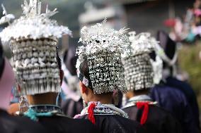 Intangible cultural heritage show on Miao Eating New Festival