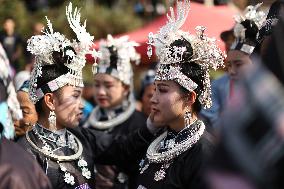 Intangible cultural heritage show on Miao Eating New Festival