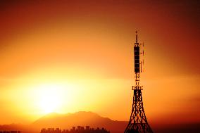 Signal Tower Under The Morning Glow