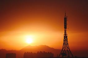 Signal Tower Under The Morning Glow