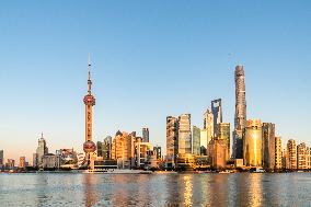 Bund in Shanghai At Sunset