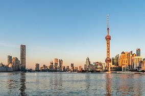 Bund in Shanghai At Sunset