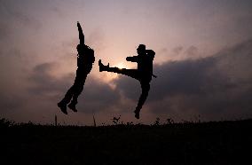 Armed Police Officers And Soldiers Training