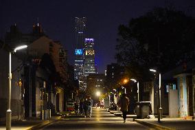 Traditional Hutongs And Modern Buildings in Beijing