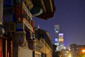 Traditional Hutongs And Modern Buildings in Beijing