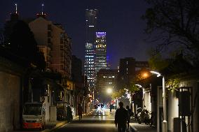 Traditional Hutongs And Modern Buildings in Beijing