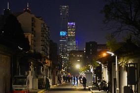 Traditional Hutongs And Modern Buildings in Beijing