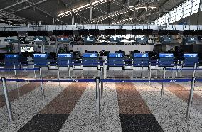 Empty hall of the Vaclav Havel Airport in Ruzyne, Prague