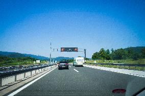 A1 motorway direction from the coastline, highway, low traffic, rideable, almost empty