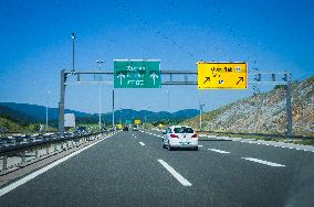 A1 motorway direction from the coastline, highway, low traffic, rideable, almost empty