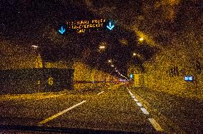 tunnel Mala Kapela, A1 motorway direction from the coastline, highway, low traffic, rideable, almost empty