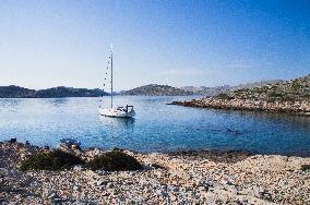 Kornati Islands National Park, The Kornati archipelago, Mana island, yacht