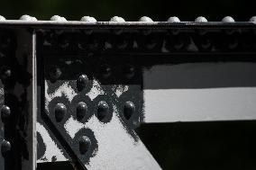 listed steel bridge in Policka, technical monument, detail