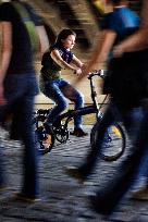 electric bike, electric powered bicycle, e-bike, cyclist, woman