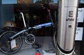 electric bike, electric powered bicycle, e-bike, charging station