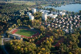 aerial view to Otrokovice city