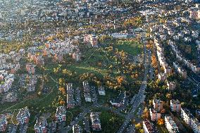 aerial view to Zlin city