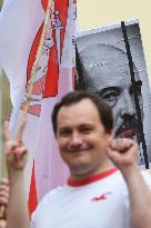 Crowds in Prague, express solidarity with Belarusian protest, people, rally