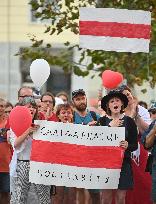 Crowds in Brno, express solidarity with Belarusian protest, people, rally