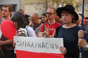 Crowds in Brno, express solidarity with Belarusian protest, people, rally