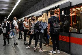 Prague metro, passengers, face masks, mask