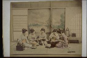 Girls having a meal