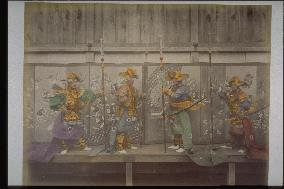 Screen with a picture of dance at rin-ouji temple