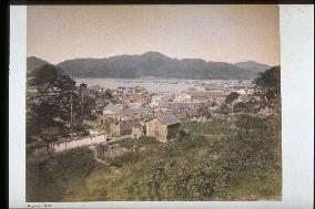 View of dejima,fan-shaped artificial island,from kannai