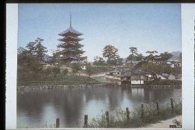 Sarusawa pond and five-story pagoda of kofukuji temple