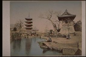 The five-story pagoda and the bell tower,Sensoji Temple