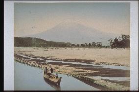 FUJIGAWA river and Mt. FUJI from iwabuchi,tokaido