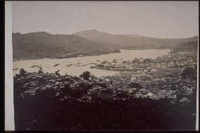 Dejima and Nagasaki harbour seen from Don-no-Yama