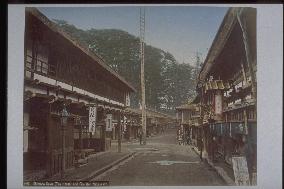 Fire bell and inn at Nakasendo Shimo-no-Suwa