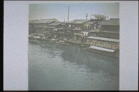 Row of restaurants by the side of a river