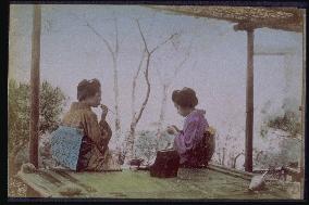 Women smoking at a teahouse