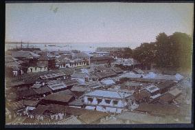 The Kannai foreign settlement seen from the hundred steps of Motomachi,Yokohama