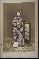 A woman with a shamisen