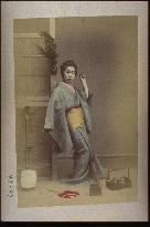 A woman with a shamisen