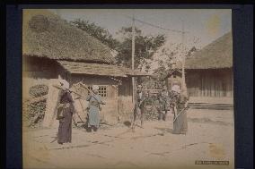 A scene of threshing