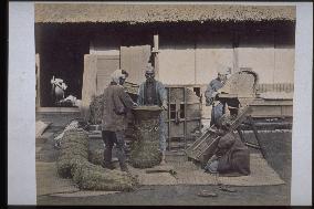 A scene of threshing