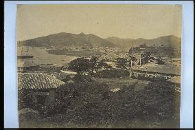 The Oura foreign settlement and Dejima seen from Minamiyamate