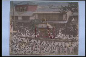 An omikoshi (a portable shrine used in festivals)